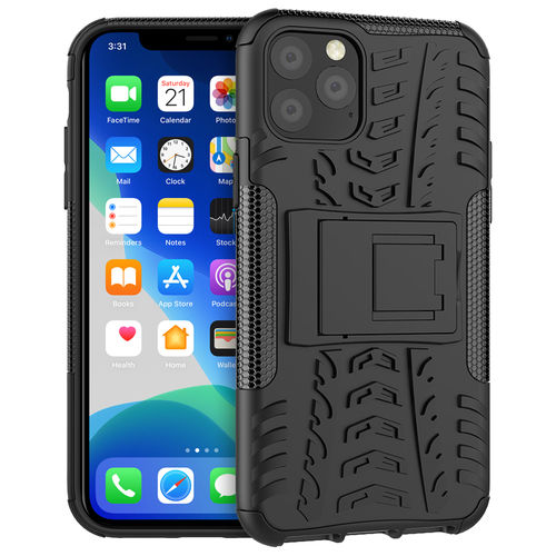 Dual Layer Rugged Tough Case & Stand for Apple iPhone 11 Pro Max - Black